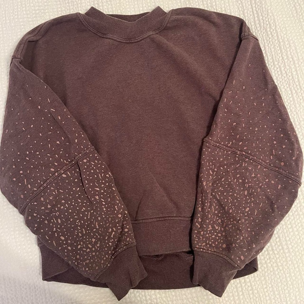 Purple Sweatshirt with Speckled Sleeves